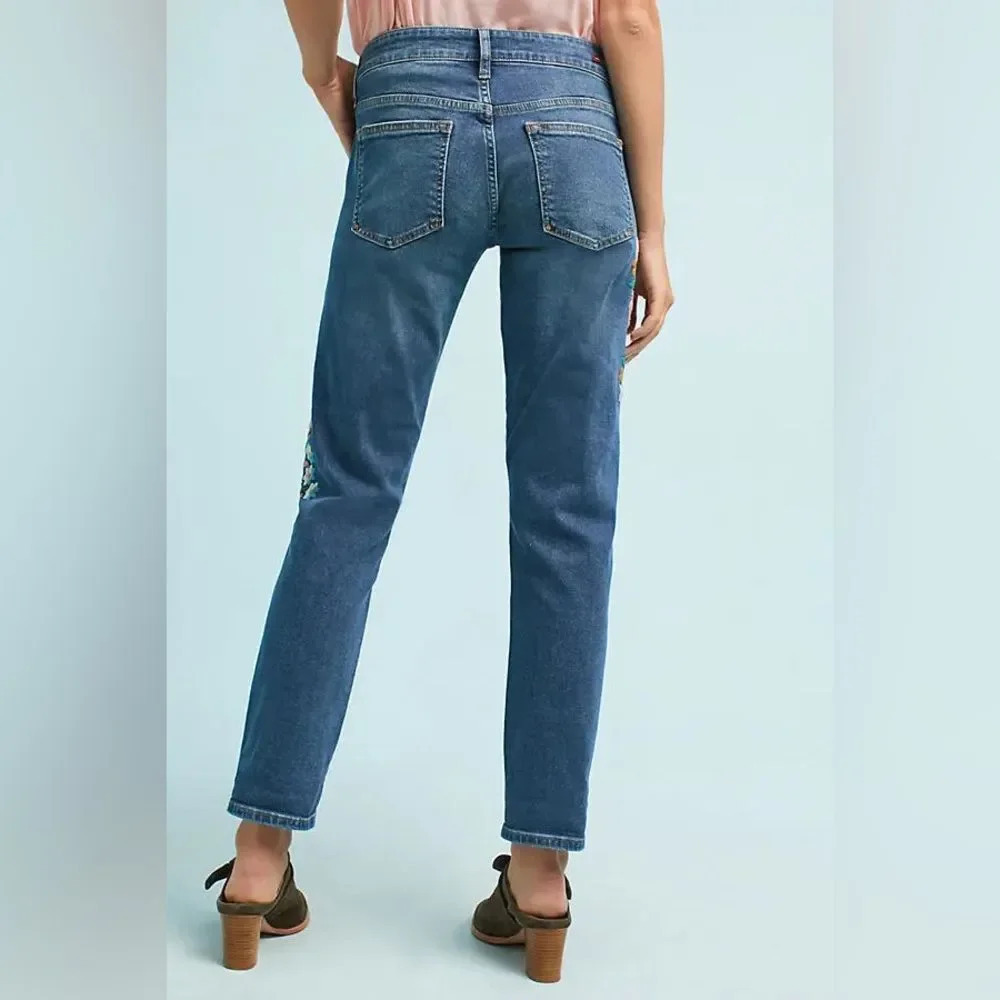 PILCRO AND THE LETTERPRESS by ANTHROPOLOGIE Embroidered Mid Rise Ankle Jeans‎ - Picture 3 of 10